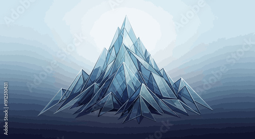 Abstract blue crystal mountain logo concept