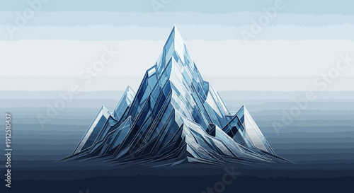 Abstract blue crystal mountain logo concept