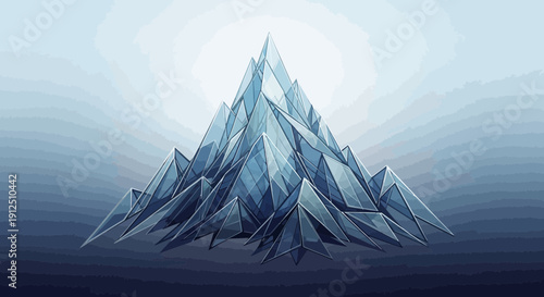 Abstract blue crystal mountain logo concept