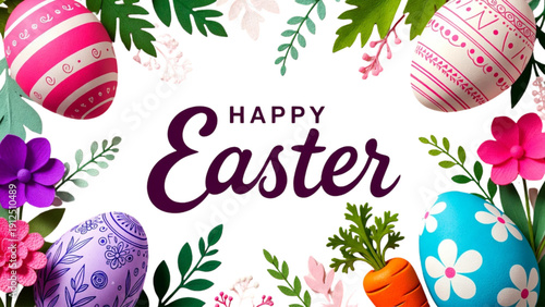 Happy Easter Egg Hunt Celebration Festive Spring Holiday Greeting Card Design Joyful Family Fun