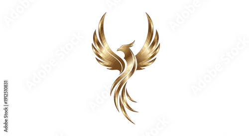 Luxury golden phoenix bird logo vector icon