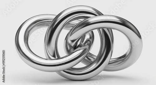 Silver metal infinity knot logo abstract 3d
