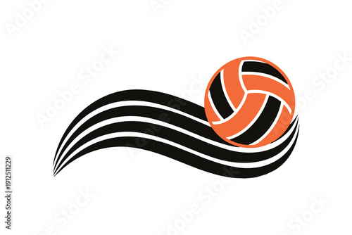 Dynamic Volleyball Logo with Abstract Speed Motion Lines for Sports Team Branding and Tournament Identity
