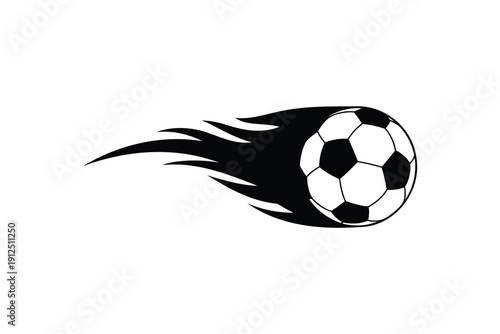 Soccer Ball Dynamic Trail Vector – Black Silhouette Swoosh Motion Effect
