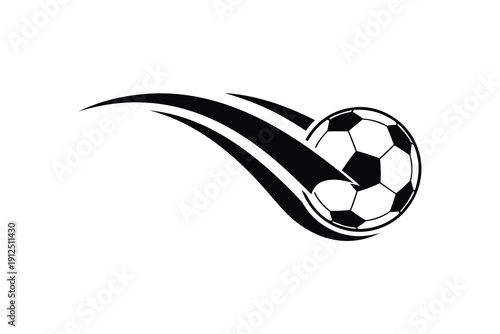 Flying Soccer Ball with Motion Trail Vector – Dynamic Swoosh Speed Illustration