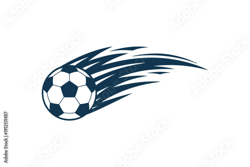 Flying Soccer Ball Vector with Speed Lines – Dynamic Motion Trail Illustration