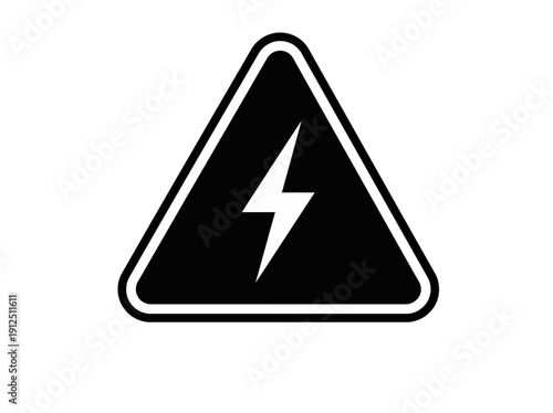 Free Download Black Warning Triangle Icon with White Lightning Bolt Symbol Design Element - GFXLoad