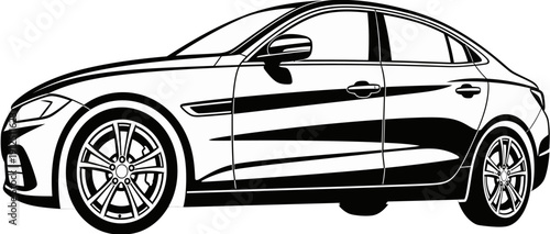 Modern Luxury Sedan Illustration Side View Vector Graphic