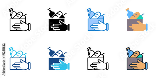 Donation management icons set multiple style collection. Editable stroke 
