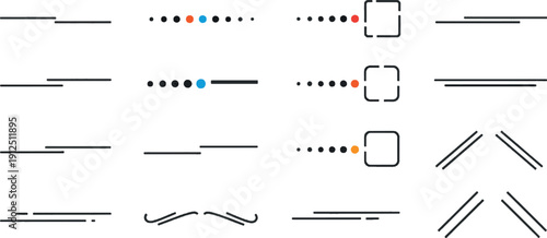 Vector Set of Abstract Graphic Dividers, Minimalist Decorative Line Elements, Creative Page Separators and Modern Geometric Border Icons for Web and Print Design