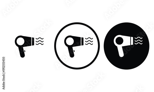 icon Hair dryer black outline for web site design 
and mobile dark mode apps 
Vector illustration on a white background