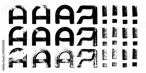 Repetitive text pattern of aaa in a distressed black and white style