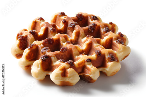 Wallpaper Mural Isolated Fresh Belgian Liege Waffle with Golden Crisp Surface on White Background Torontodigital.ca