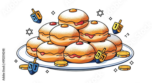 Vector illustration of a cartoon man enjoying a fast food meal with a hamburger, sandwich, and plate of bread featuring cheese and lettuce