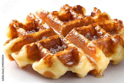 Wallpaper Mural Fresh Belgian Liege Waffle Isolated on White Background with Delicious Caramel Drizzle and Sugar Crystals Torontodigital.ca