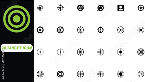 24 target icon set vector illustration flat design scalable art