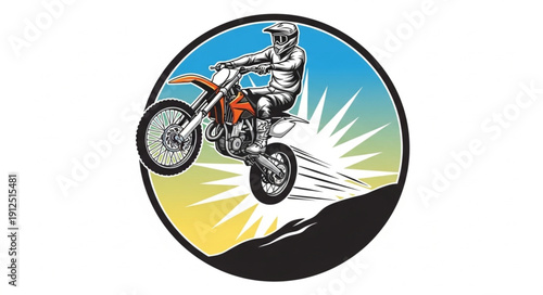 Motocross Rider Performing a Jump on a Dirt Bike.