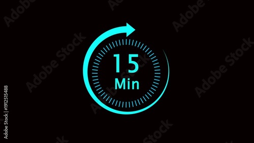 timer 15 digital timer, and futuristic countdown animations minutes countdown icon animation with gradient.4k video background.