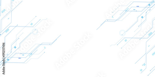 Vectors White and blue abstract geometric dots and lines connection circuit concept.