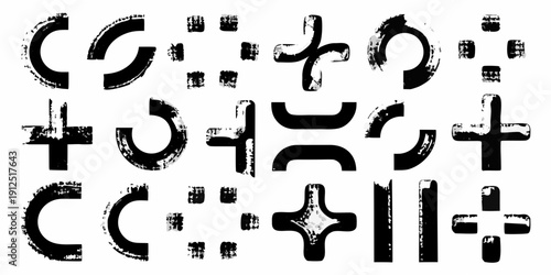 Abstract black brushstrokes forming unrecognizable characters or symbols