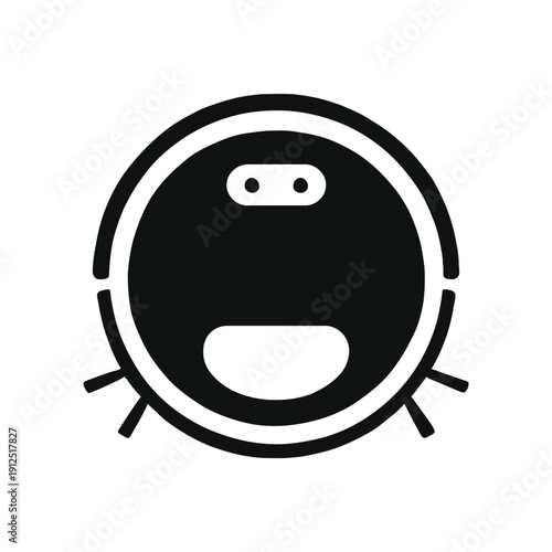 robot vacuum cleaner silhouette vector icon on white background