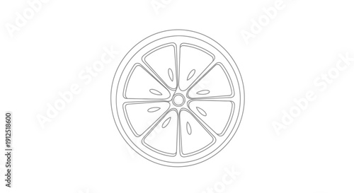 Simple Outline Drawing of a Citrus Fruit Slice.
