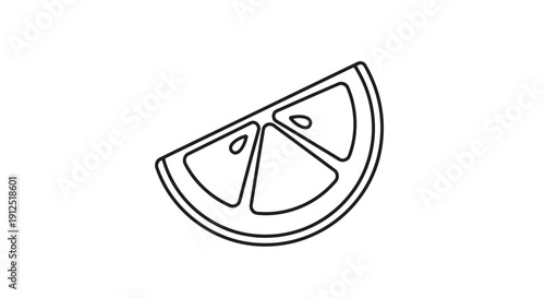 Simple Outline Drawing of a Citrus Fruit Slice.