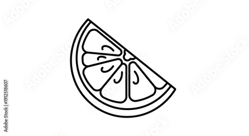 Simple Outline Drawing of a Citrus Fruit Slice.