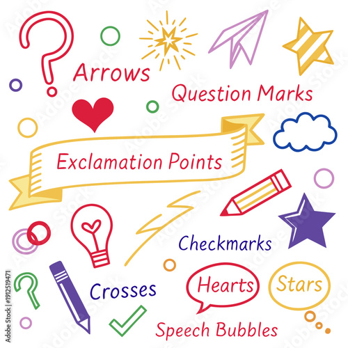 A colorful collection of educational symbols and icons Vector