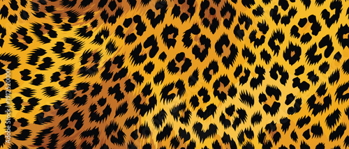 Vibrant Leopard Spots Fabric Pattern on Dynamic Orange Black Irregular Textile Design