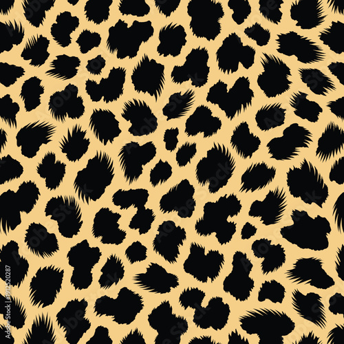 Vibrant Leopard Fur Pattern with Black Spots on Tan Digital Illustration Design