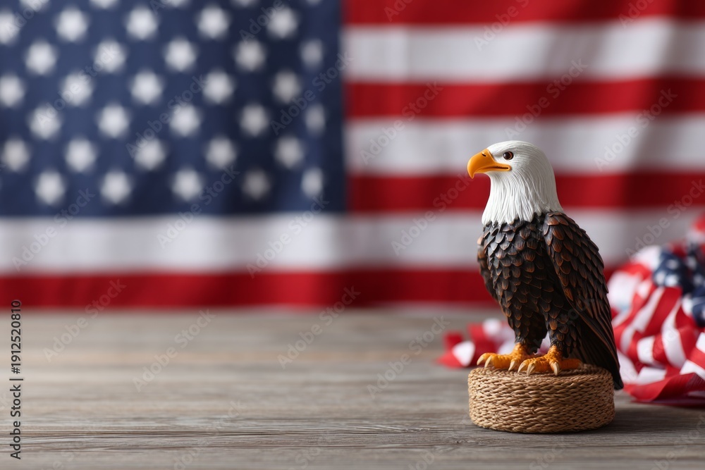 Naklejka premium American Eagle Emblem with Flag Background for Celebration Themes