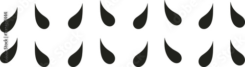 Water drop silhouette set, black liquid droplet icon collection isolated on white background, minimal flat design vector illustration for logo and graphic use