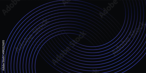 Abstract Black Background with Elegant Midnight Blue Spiral Circles
