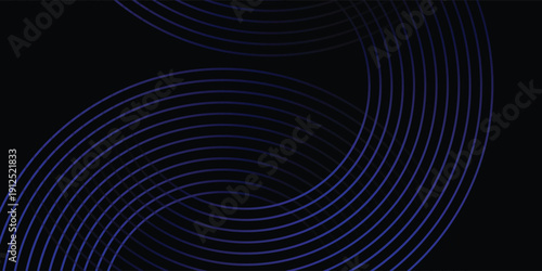 Abstract Black Background with Elegant Midnight Blue Spiral Circles