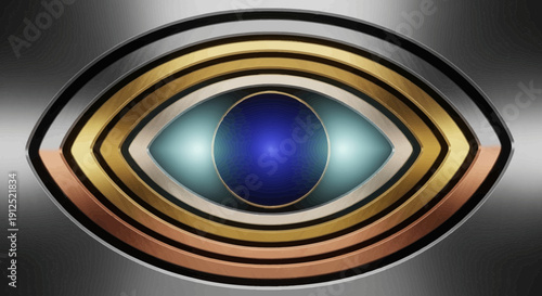 Abstract metallic eye logo vector icon