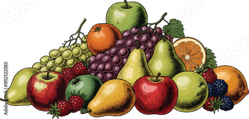 Assorted Fresh Fruits in Vibrant Colors.