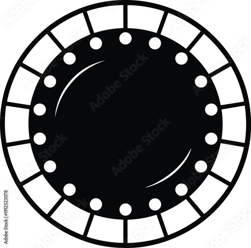 Vector black and white icon of a round trampoline for jumping and sports training isolated on a white background