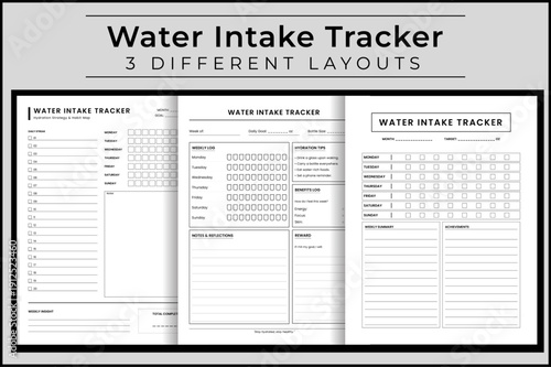 Daily Water Intake Tracker and Hydration Strategy Map, Weekly Wellness Habit Monitoring Journal,