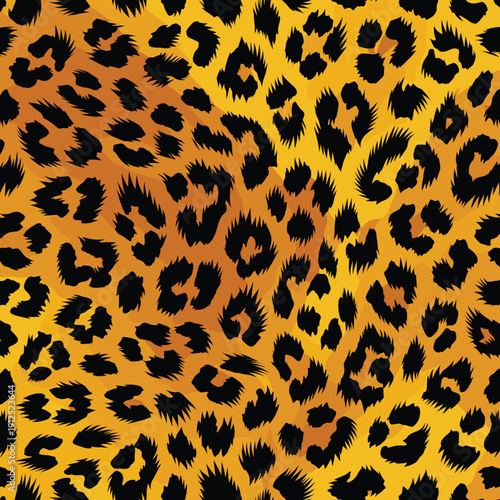 Leopard Fur Pattern with Yellow Orange Black Spots Wild Camouflage