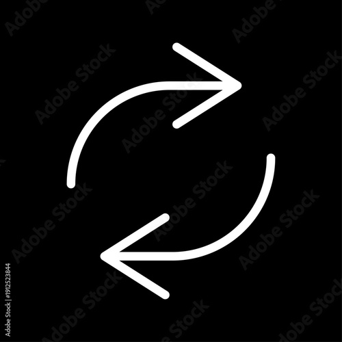 更新や同期を意味する白抜きの矢印リピートとリサイクルアイコンのベクターイラスト