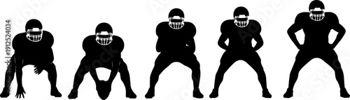 American football players, group of football players,silhouette