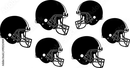 American gridiron football helmets set silhouette