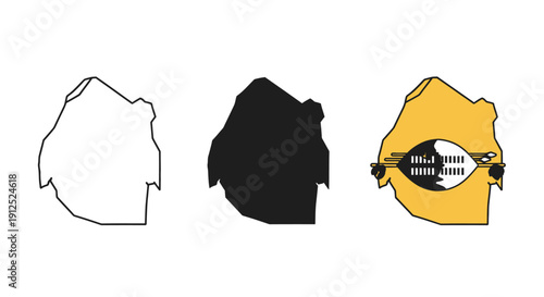 Black and white and color drawings of a country map minimalist art illustration vector design