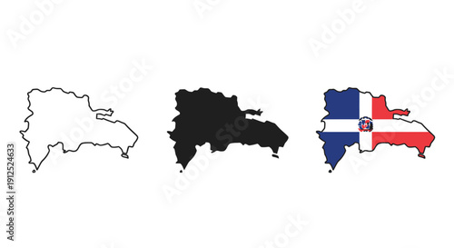 Black and white and color drawings of a country map minimalist art illustration vector design
