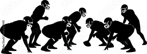 American football players, group of football players,silhouette