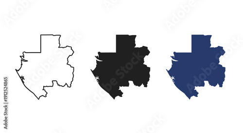 Black and white and color drawings of a country map minimalist art illustration vector design