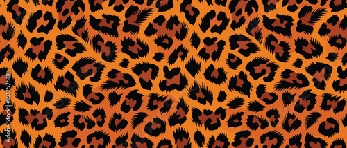 Vibrant Leopard Print Animal Skin Pattern on Orange Graphic Design Background
