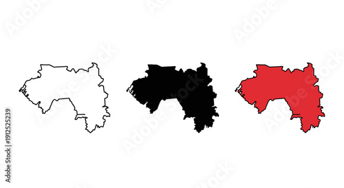 Black and white and color drawings of a country map minimalist art illustration vector design