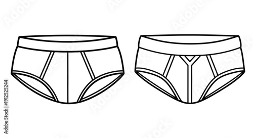 Men's Briefs Underwear Front and Back View Line Art Icon